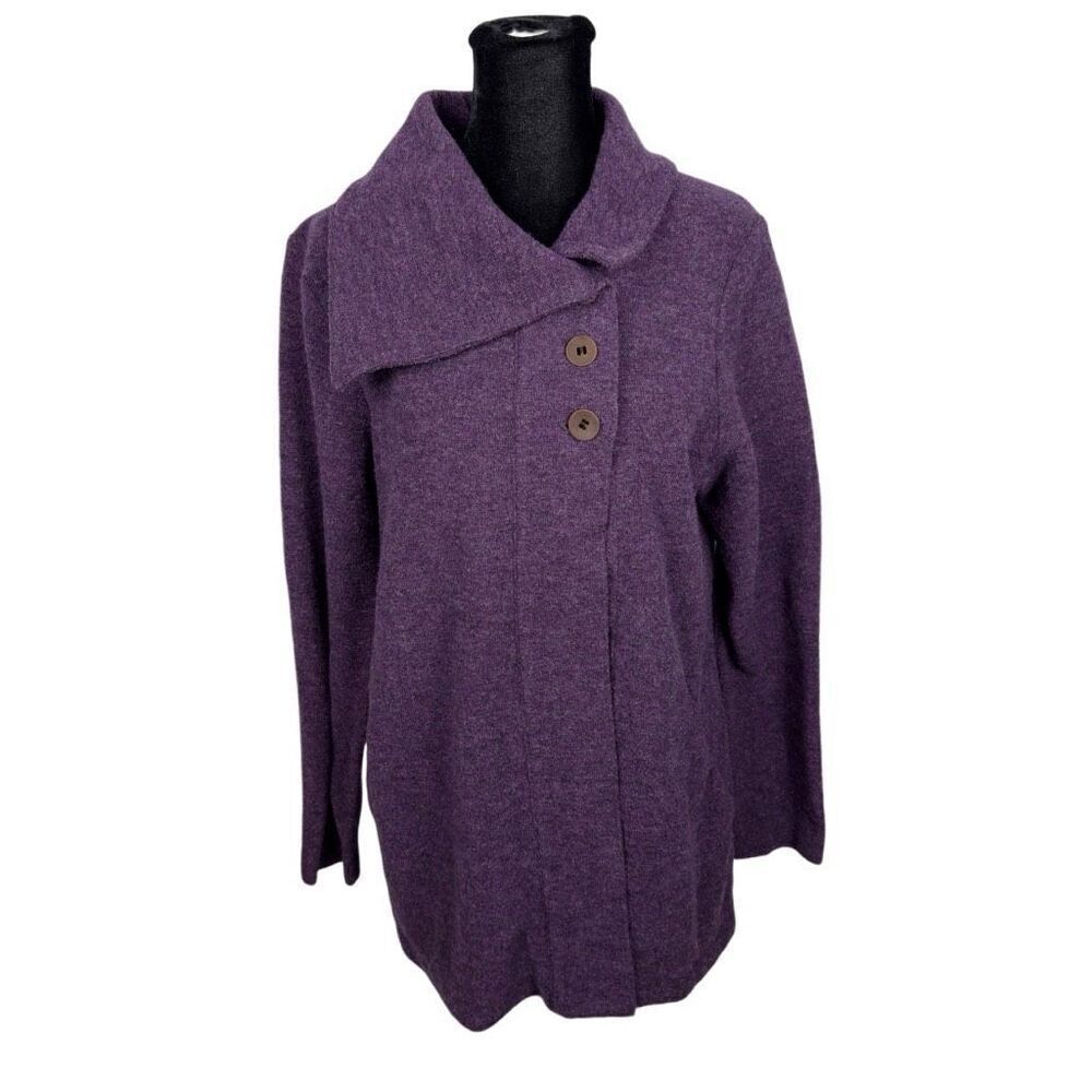 ibex Purple Wool Blend Button-Front Cardigan